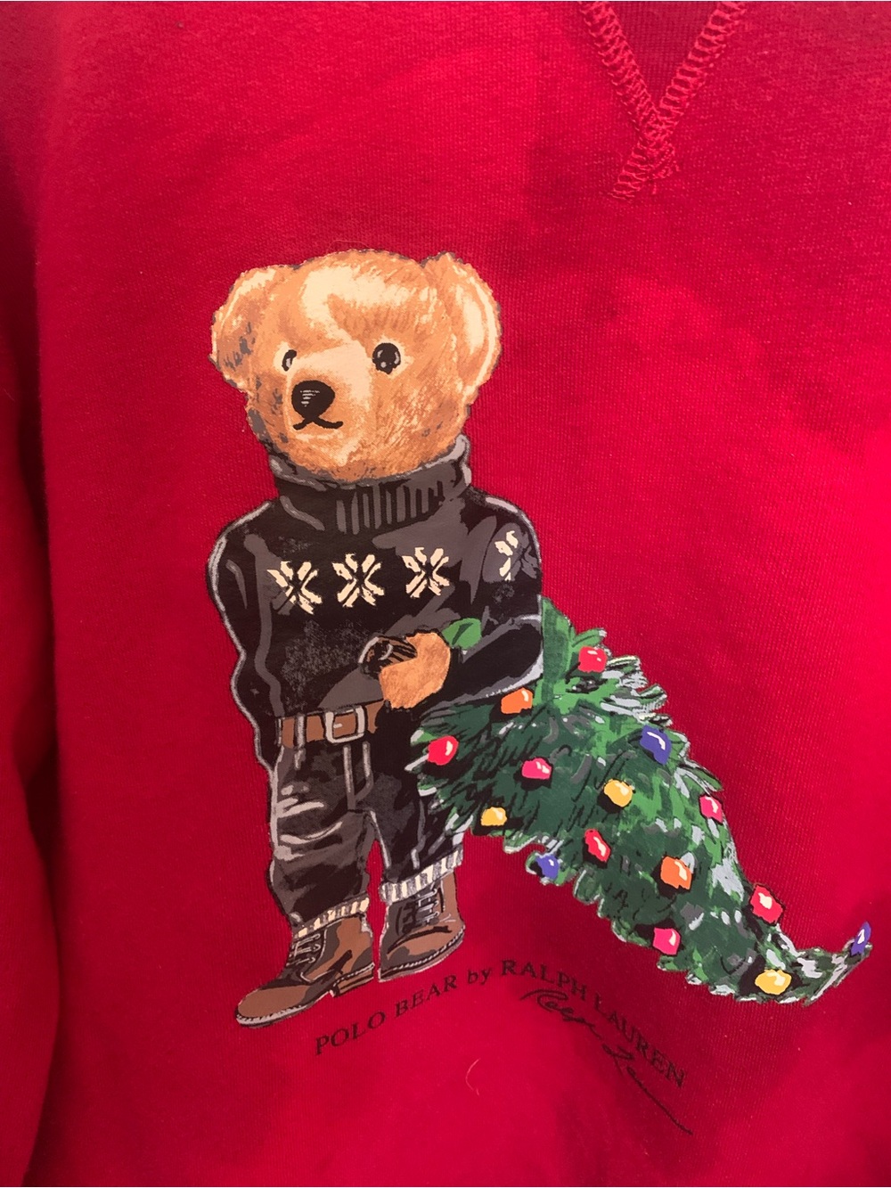 Polo by Ralph Lauren Red Crewneck Sweater with Polo Bear Graphic AS IS